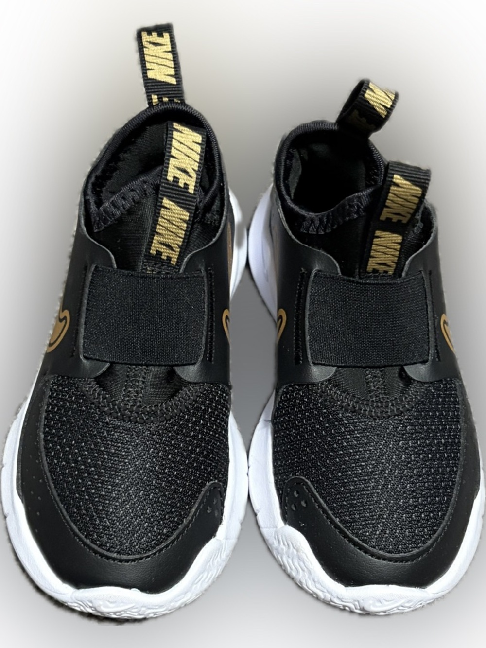 Nike Flex Runner 3 Infant Boys' "Black/White/Metallic Gold" Running Shoe